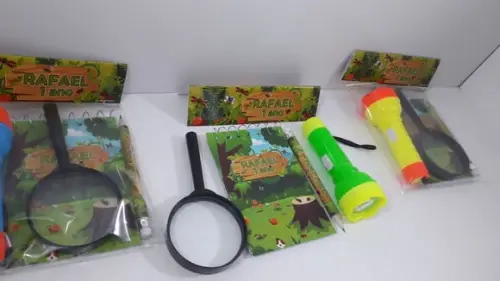 Kit Bloquinho + Mini Lápis+lanterna+lupa Insetos
