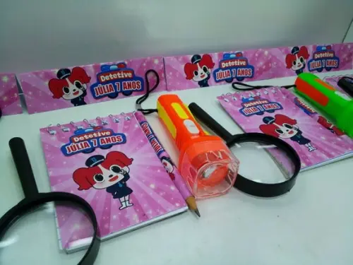 Kit Bloquinho + Mini Lápis+lanterna+lupa Tema Papilon