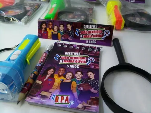 Kit Bloquinho +mini Lápis+lanterna+ Lupa Tema Dpa