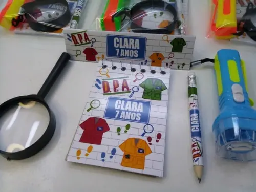 Kit Bloquinho +mini Lápis+lanterna+ Lupa Tema Dpa