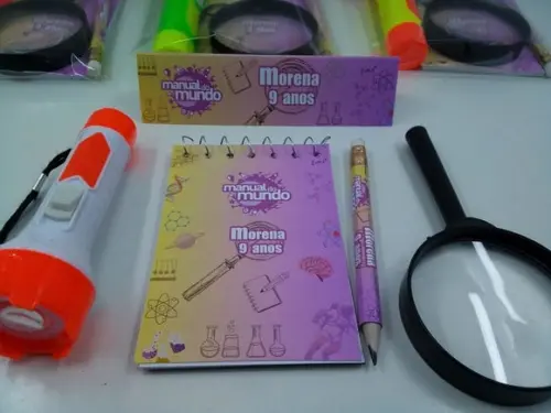 Kit Bloquinho+mini Lápis+lanterna+lupa Manual do Mundo