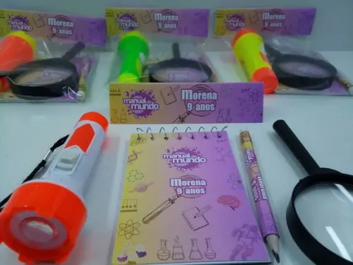 Kit Bloquinho+mini Lápis+lanterna+lupa Manual do Mundo