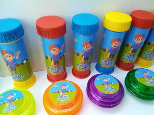 Kit Bolha de Sabao com Liquido e Ioiô Tema Blippi