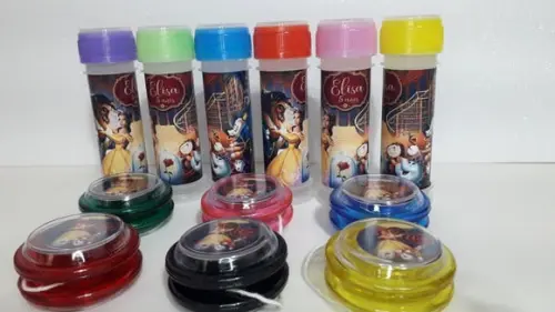 Kit Bolha de Sabao e Ioio Tema a Bela e a Fera