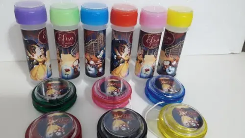 Kit Bolha de Sabao e Ioio Tema a Bela e a Fera