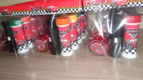 Kit Bolha de Sabão+ Ioio Tema + Lanterna Carros