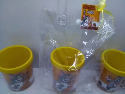 Kit Caneca Acrilica+ Sacolinha Tema Tom e Jerry