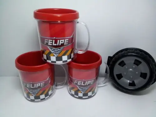 Kit Caneca + Pote Roda Tema Carros Disney