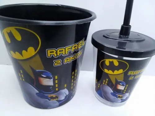Kit Cinema Balde de Pipoca 1 Litro + Copo com Tampa e Canudo