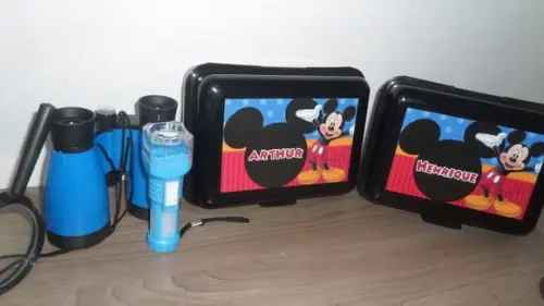 Kit Case Adesivo Mickey + Binóculo + Lanterna + Lupa