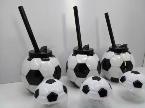 Kit Copo Bola com Canudo 300 ml + Mini Pote Bola Baleiro