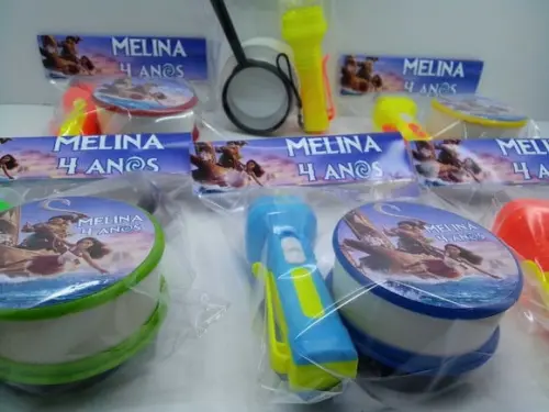 Kit Copo Retratil + Mini Lanterna + Lupa Tema Moana