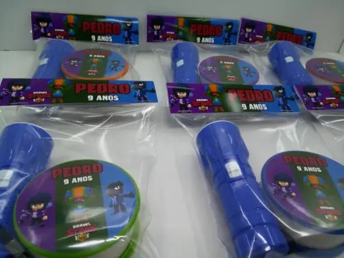 Kit Copo Retratil + Mini Lanterna Brawl Stars