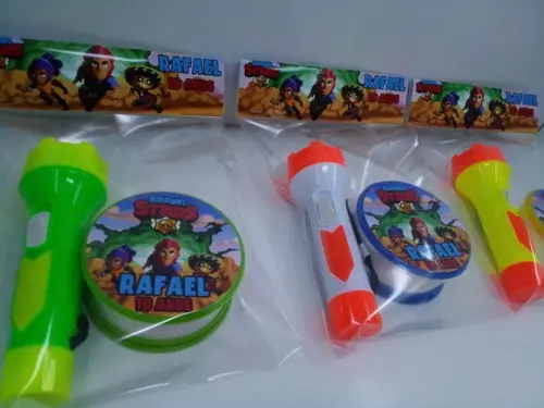 Kit Copo Retratil + Mini Lanterna Brawl Stars