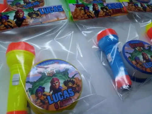 Kit Copo Retratil + Mini Lanterna Brawl Stars