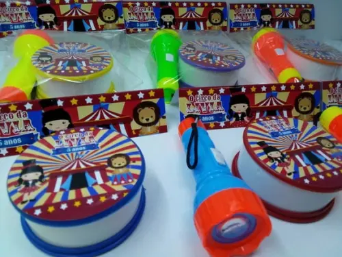 Kit Copo Retratil + Mini Lanterna Circo Vermelho