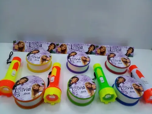 Kit Copo Retratil + Mini Lanterna Enrolados Rapunzel