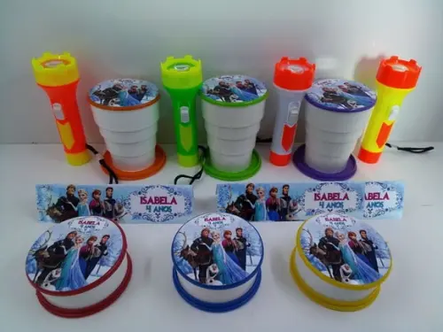Kit Copo Retratil + Mini Lanterna Frozen