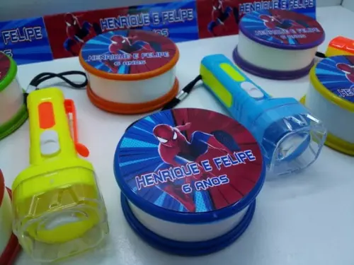 Kit Copo Retratil + Mini Lanterna Homem Aranha