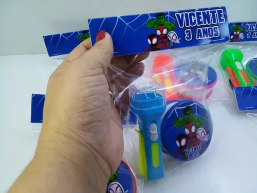 Kit Copo Retratil + Mini Lanterna Homem Aranha e Seus Amigos