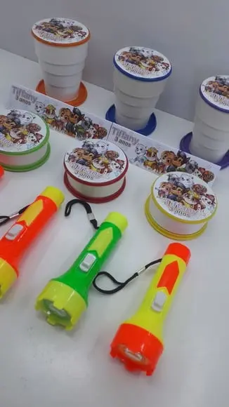 Kit Copo Retratil + Mini Lanterna Patrulha Canina
