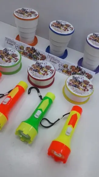 Kit Copo Retratil + Mini Lanterna Patrulha Canina Aquarela