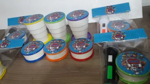 Kit Copo Retratil + Mini Lanterna Patrulha Canina