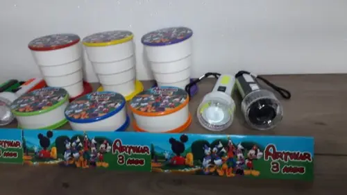 Kit Copo Retratil + Mini Lanterna Personalizado Mickey
