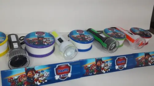 Kit Copo Retratil + Mini Lanterna Personalizado Patrulha Can