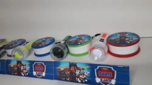 Kit Copo Retratil + Mini Lanterna Personalizado Patrulha Can