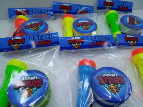 Kit Copo Retratil + Mini Lanterna Tema Brawl Stars