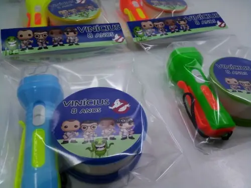 Kit Copo Retratil + Mini Lanterna Tema Caça Fantasmas