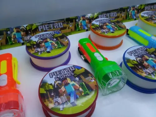 Kit Copo Retratil + Mini Lanterna Tema Minicraft