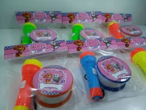 Kit Copo Retratil + Mini Lanterna Tema Patrulha Canina