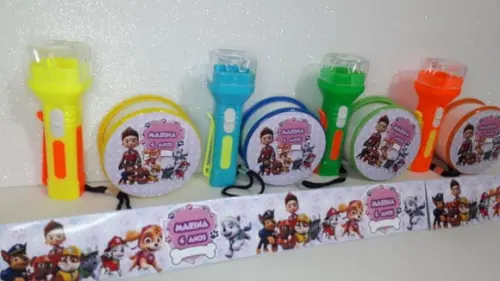 Kit Copo Retratil + Mini Lanterna Tema Patrulha Canina