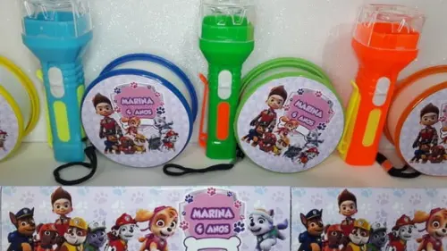 Kit Copo Retratil + Mini Lanterna Tema Patrulha Canina