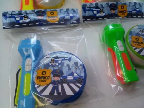 Kit Copo Retratil + Mini Lanterna Tema Policial