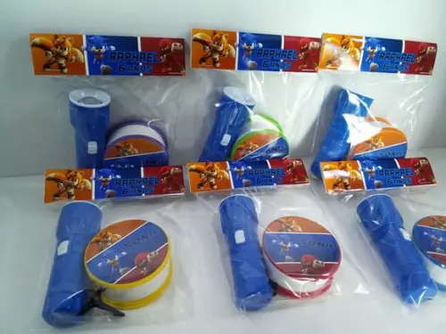 Kit Copo Retratil + Mini Lanterna Tema Sonic