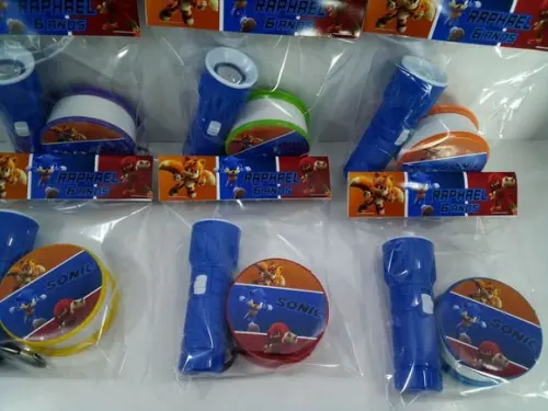 Kit Copo Retratil + Mini Lanterna Tema Sonic