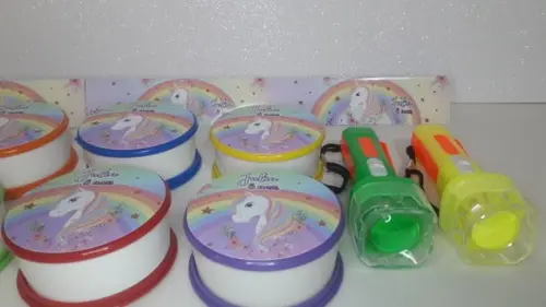 Kit Copo Retratil + Mini Lanterna Unicornio