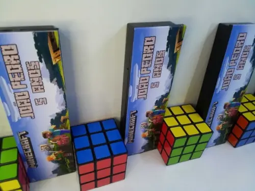 Kit Cubo Magico + Dominó Personalizado Tema Minecraft
