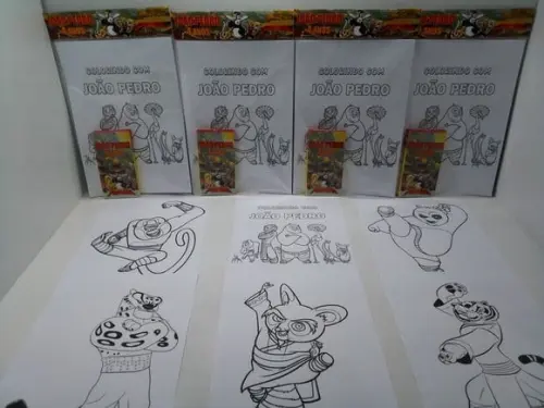 Kit de Desenhos para Colorir com Giz de Cera Kung Fu Panda