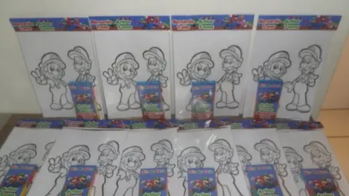 Kit de Desenhos para Colorir com Giz de Cera Super Mario