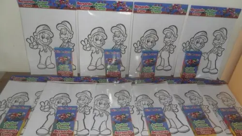 Kit de Desenhos para Colorir com Giz de Cera Super Mario