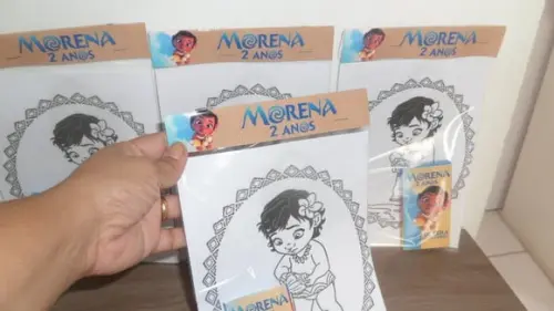 Kit de Desenhos para Colorir com Giz de Cera Tema Moana