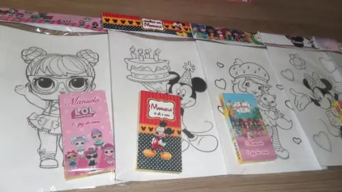 Kit de Desenhos para Colorir com Giz no Tema da Sua Festa