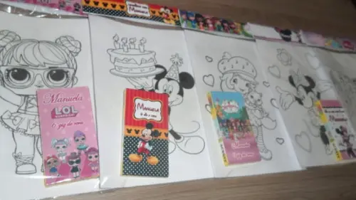 Kit de Desenhos para Colorir com Giz no Tema da Sua Festa