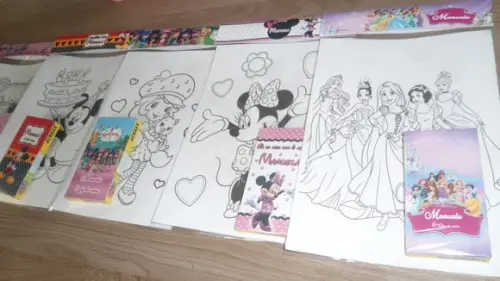 Kit de Desenhos para Colorir com Giz no Tema da Sua Festa
