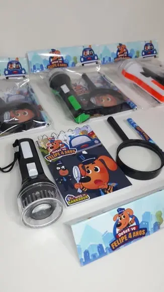 Kit Detetive Bloquinho + Mini Lápis + Lanterna + Lupa