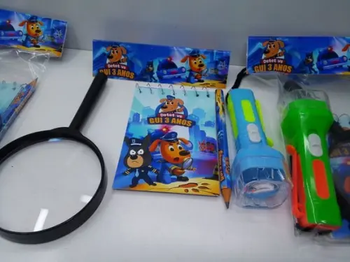 Kit Detetive Labrador Bloquinho+mini Lápis+lanterna+lupa